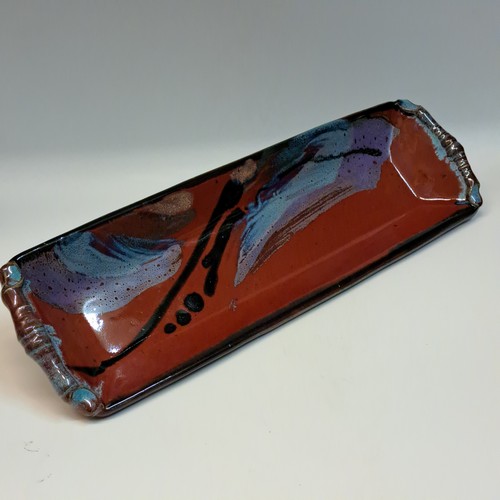 #240710 Rectangle Shaped Platter, Red $26 at Hunter Wolff Gallery